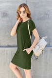 Basic Bae Full Size Round Neck Short Sleeve Dress with Pockets 