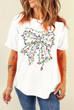 Full Size Bow Round Neck Short Sleeve T-Shirt 