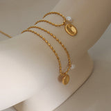 Titanium Steel Freshwater Pearl Pendant Necklace 