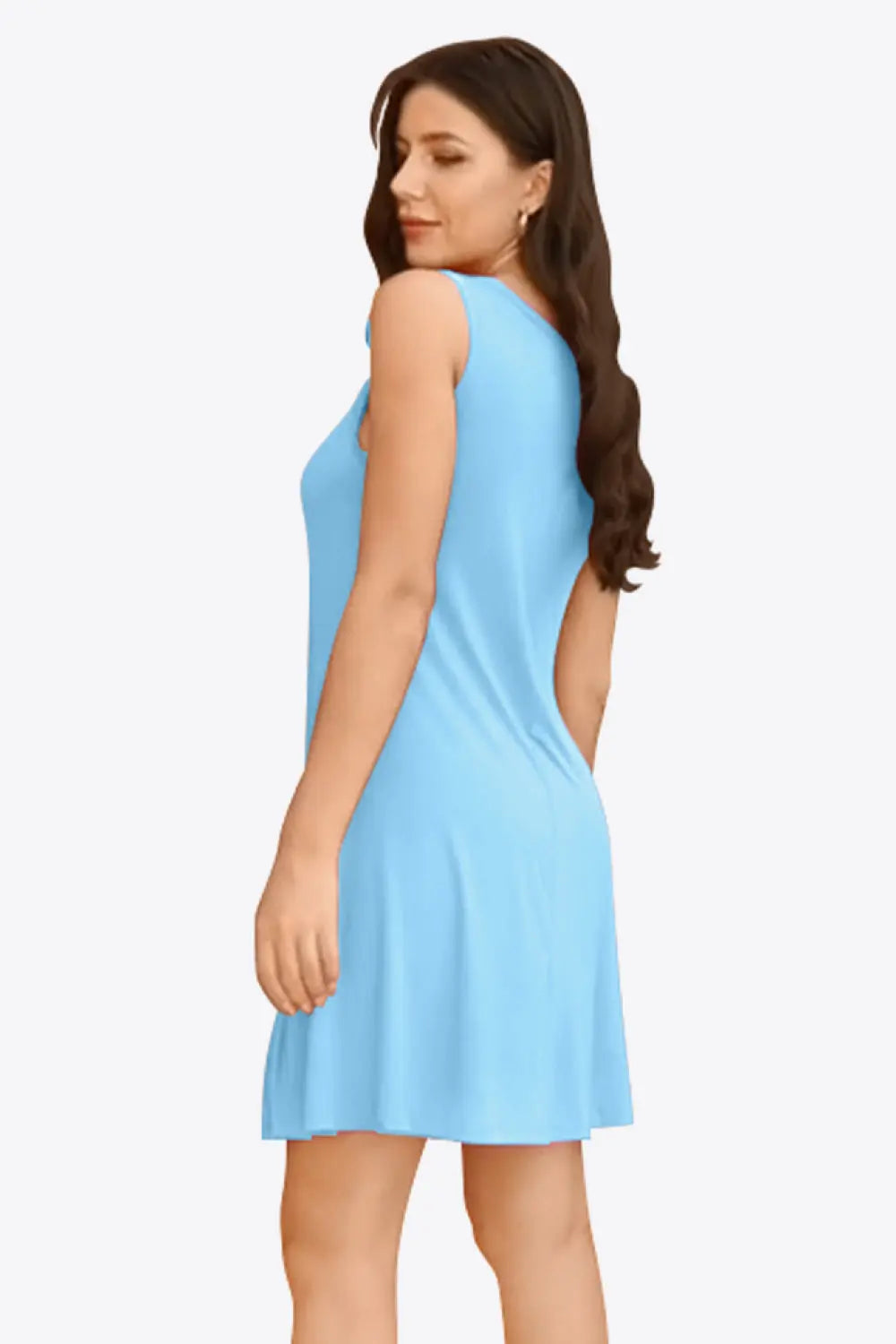 Full Size Round Neck Sleeveless Dress with Pockets 