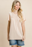 Cotton Bleu by Nu Label Eyelet Round Neck Short Sleeve T-Shirt 