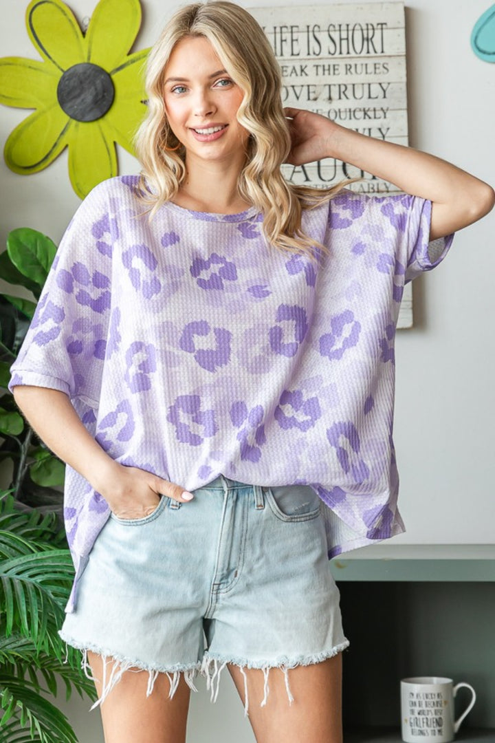 HOPELY Print Waffle Oversized T-Shirt 
