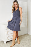 Double Take Sleeveless Button Down Magic Dress 