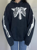 Drawstring Skeleton Long Sleeve Hoodie 