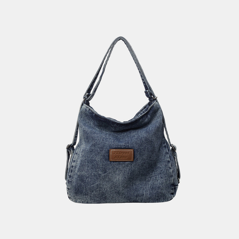 Adjustable Strap Denim Shoulder Bag 
