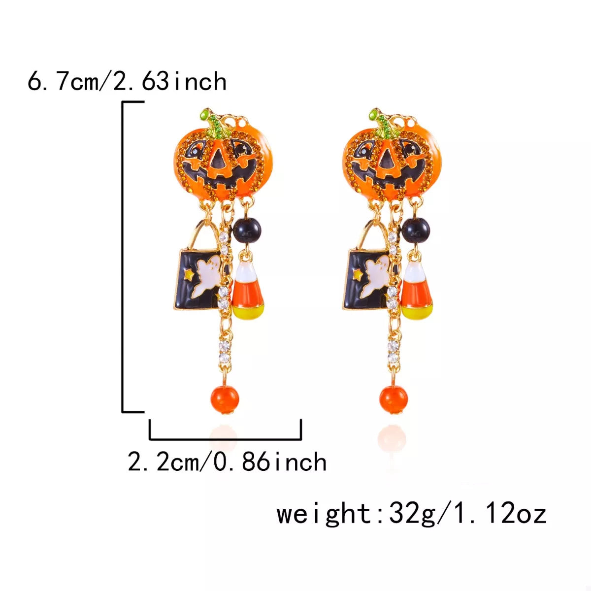 Halloween Pumpkin Drop Earrings 