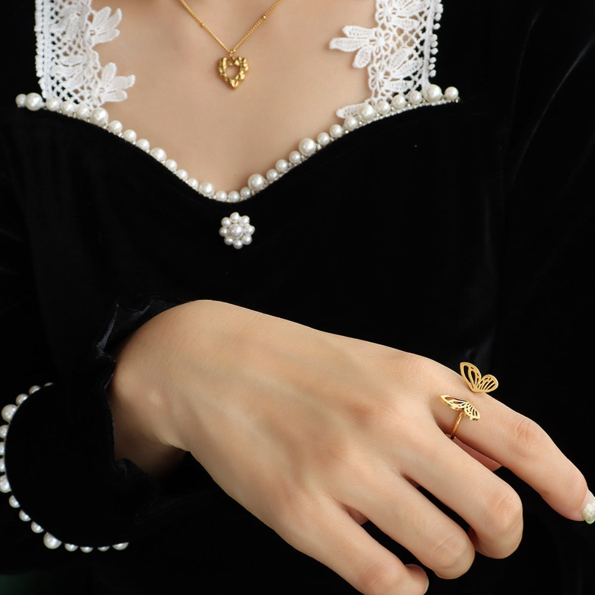 Titanium Steel Butterfly Open Ring 