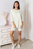 Basic Bae Full Size Soft Rayon Three-Quarter Sleeve Top and Shorts Set 