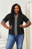 Double Take Embroidered Notched Neck Top 