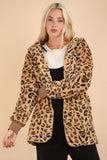 VERY J Fuzzy Leopard Long Sleeve Hooded Jacket 