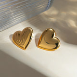 Stainless Steel Heart Stud Earrings 