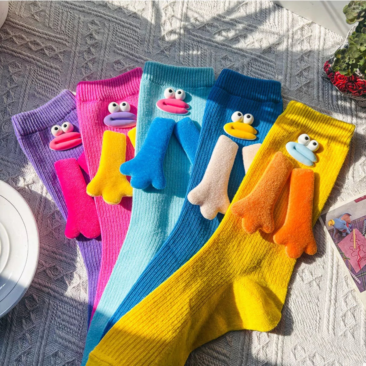 Cartoon Ribbed Knit Crew Socks Lingerie & Nightwear
