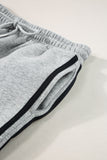 Side Striped Round Neck Top and Pants Active Set 