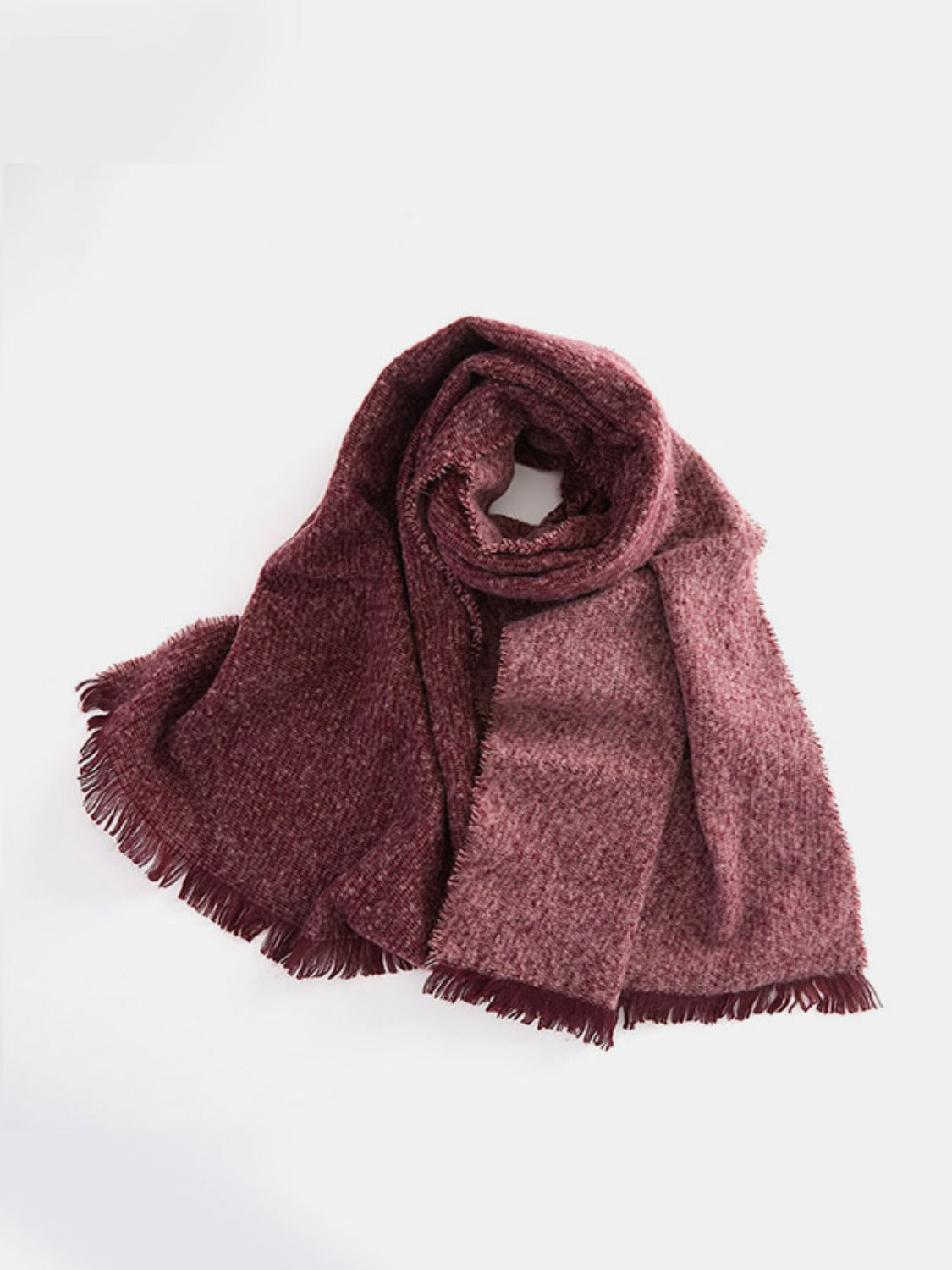 Raw Hem Heathered Polyester Scarf 