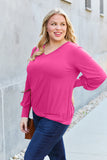 Basic Bae Full Size V-Neck Lantern Sleeve Top 