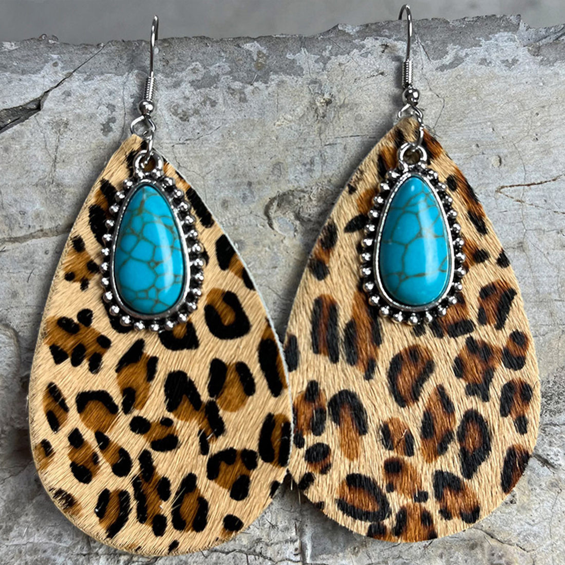 Artificial Turquoise Teardrop Earrings 