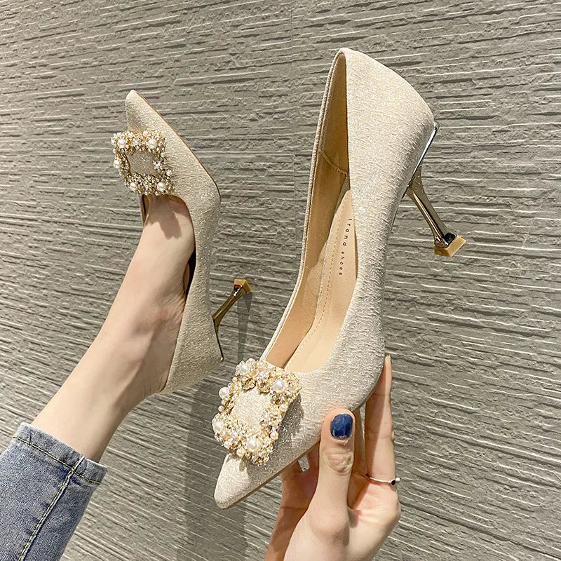 Point Toe Flare Heels Pumps 