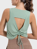 Millennia Drawstring Cutout Round Neck Active Tank 