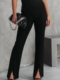 Front Slit Flare Leg Pants 