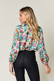Double Take Full Size Printed Button Up Long Sleeve Shirt 