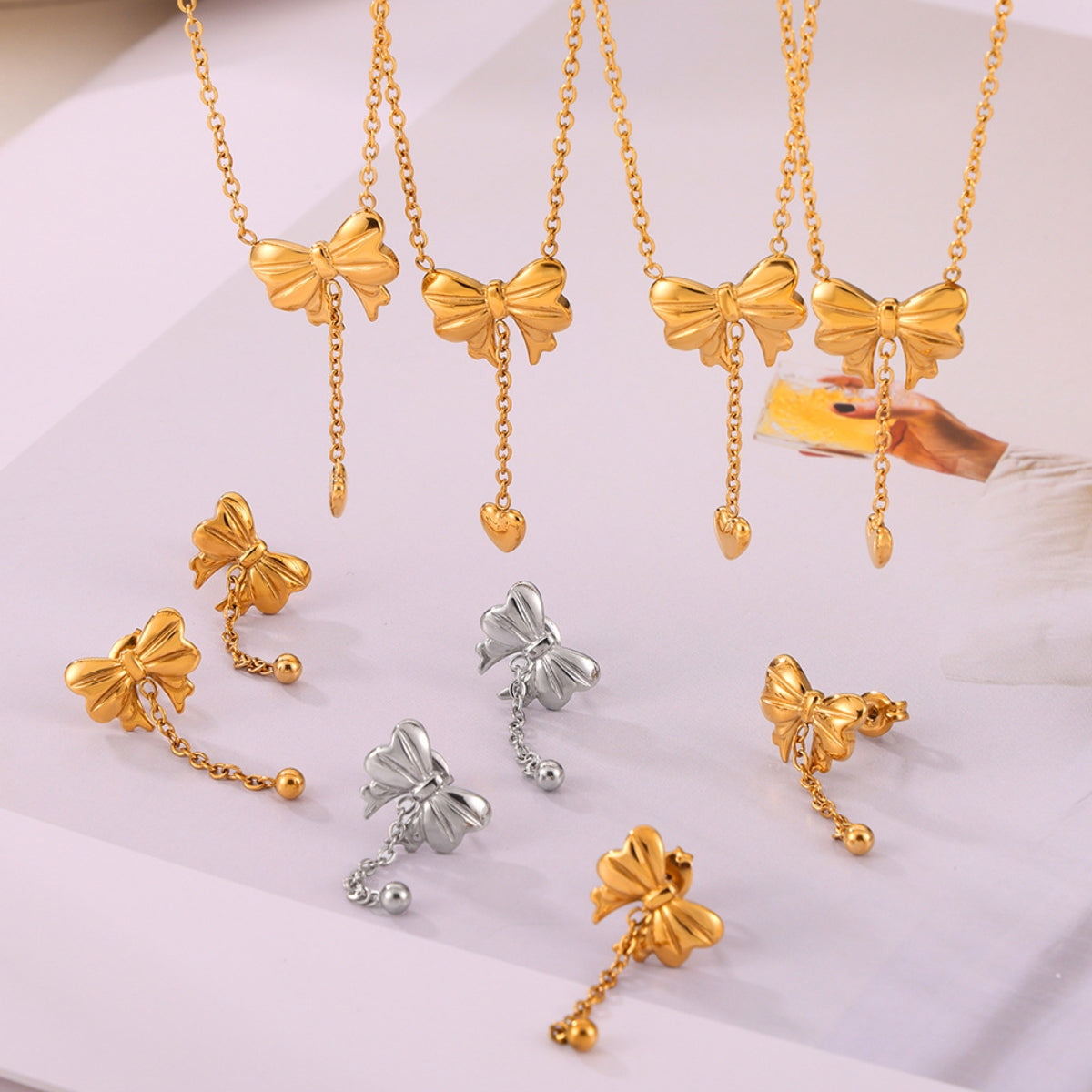 Titanium Steel Bow Earrings 