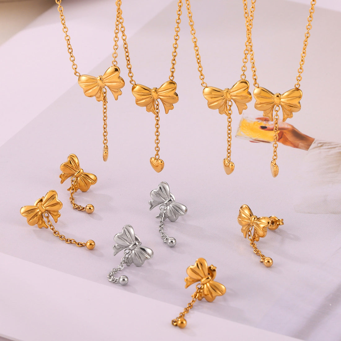 Titanium Steel Bow Earrings 