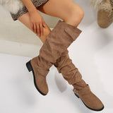 Buckle Round Toe Block Heel Boots 