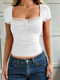 Lace Detail Short Sleeve T-Shirt 