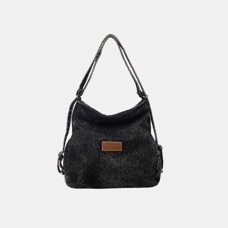 Adjustable Strap Denim Shoulder Bag 