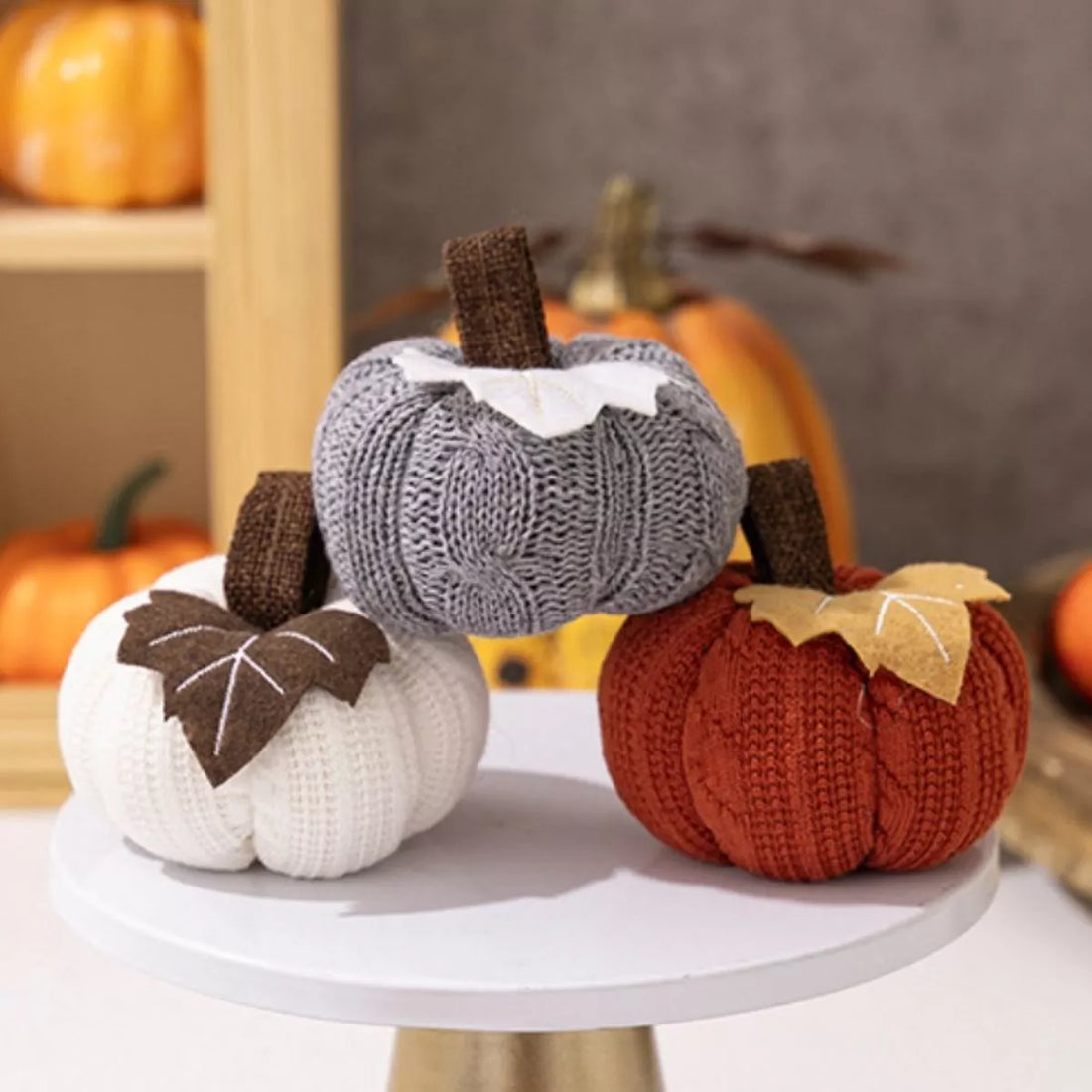 Knitted Pumpkin Decorative Ornaments 