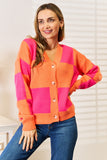 Angel Wings Woven Right Checkered V-Neck Dropped Shoulder Cardigan 