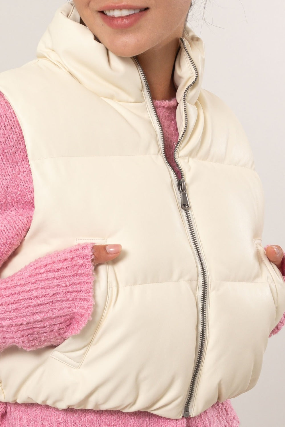 HYFVE Pocketed Solid Vest Coat 