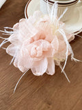 Feather Trim Flower Shape Hair Claw Clip 