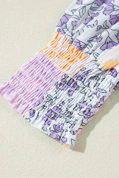 Frill Printed Mock Neck Long Sleeve Mini Dress Dresses