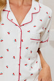 Cheery Print Collared Neck Top and Shorts Lounge Set Lingerie & Nightwear