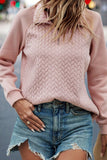 Textured Quarter Zip Long Sleeve Sweatshirt 