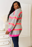 Woven Right Ribbed Long Sleeve Cardigan 