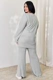 Basic Bae Full Size Ribbed High-Low Top and Wide Leg Pants Set 