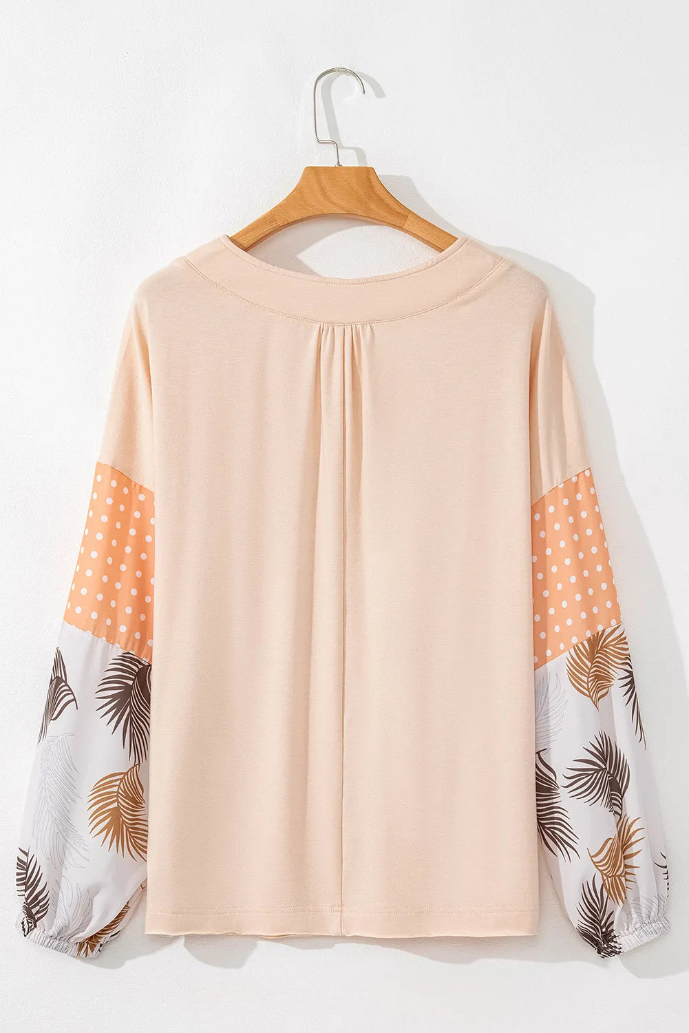 Printed V-Neck Long Sleeve Blouse 