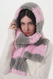 Fuzzy Contrast Striped Scarf 