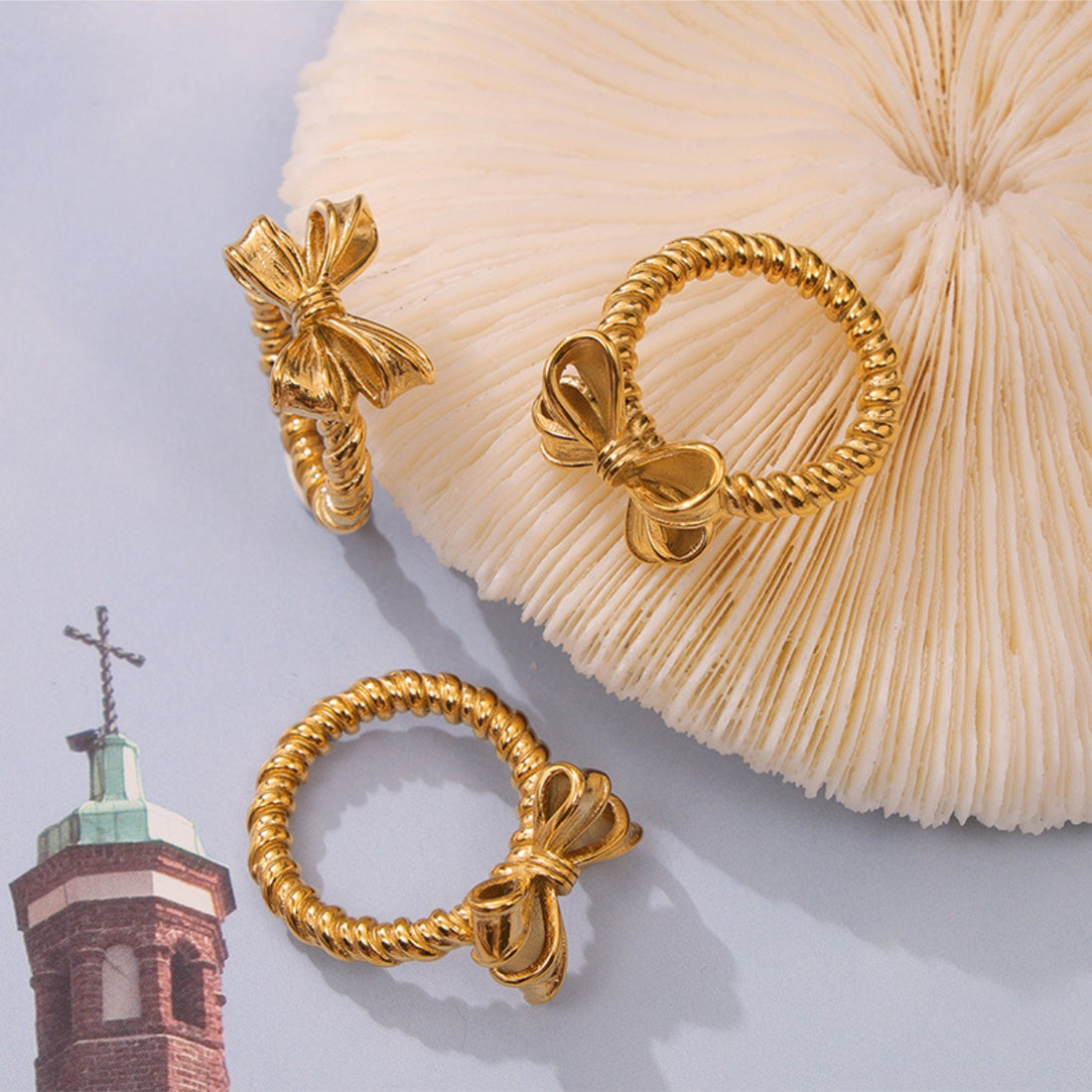 Twisted Titanium Steel Bow Ring 