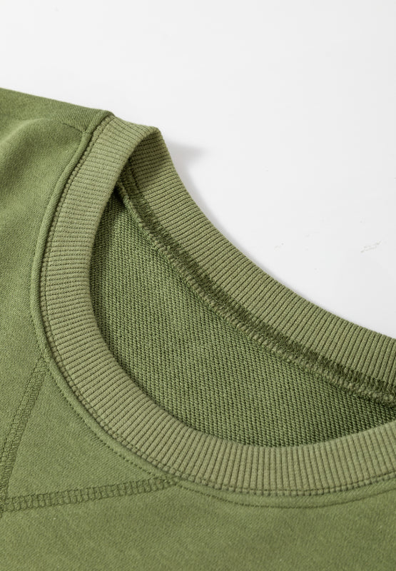 Solid Color Round Neck Long Sleeve Sweatshirt 