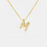 Gold-Plated Bubble Initial Necklace 