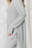 Basic Bae Full Size Ribbed High-Low Top and Wide Leg Pants Set 