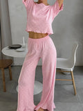 Polka Dot Round Neck Top and Pants Lounge Set Lingerie & Nightwear