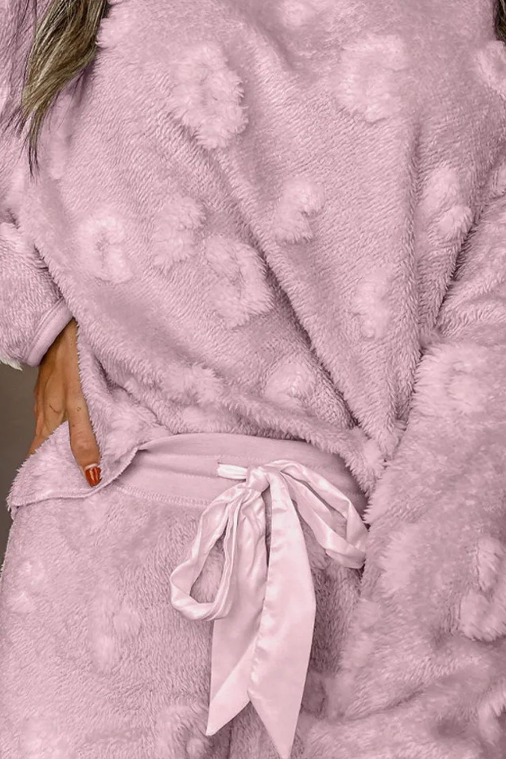 Round Neck Long Sleeve Top and Shorts Lounge Set 