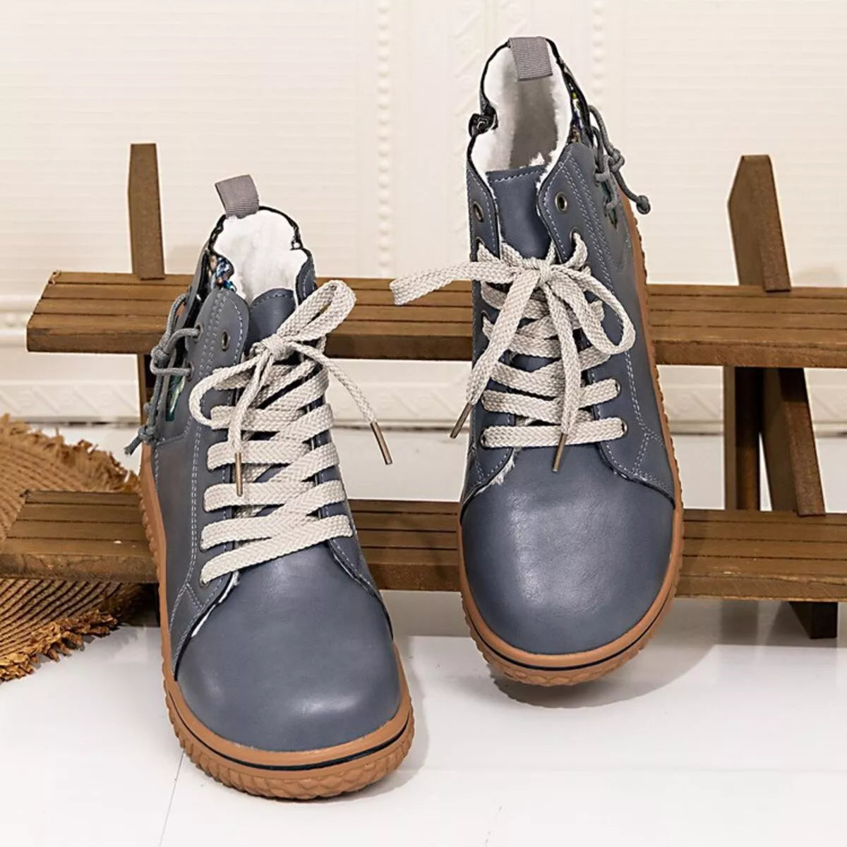 Round Toe Platform Ankle Boots 