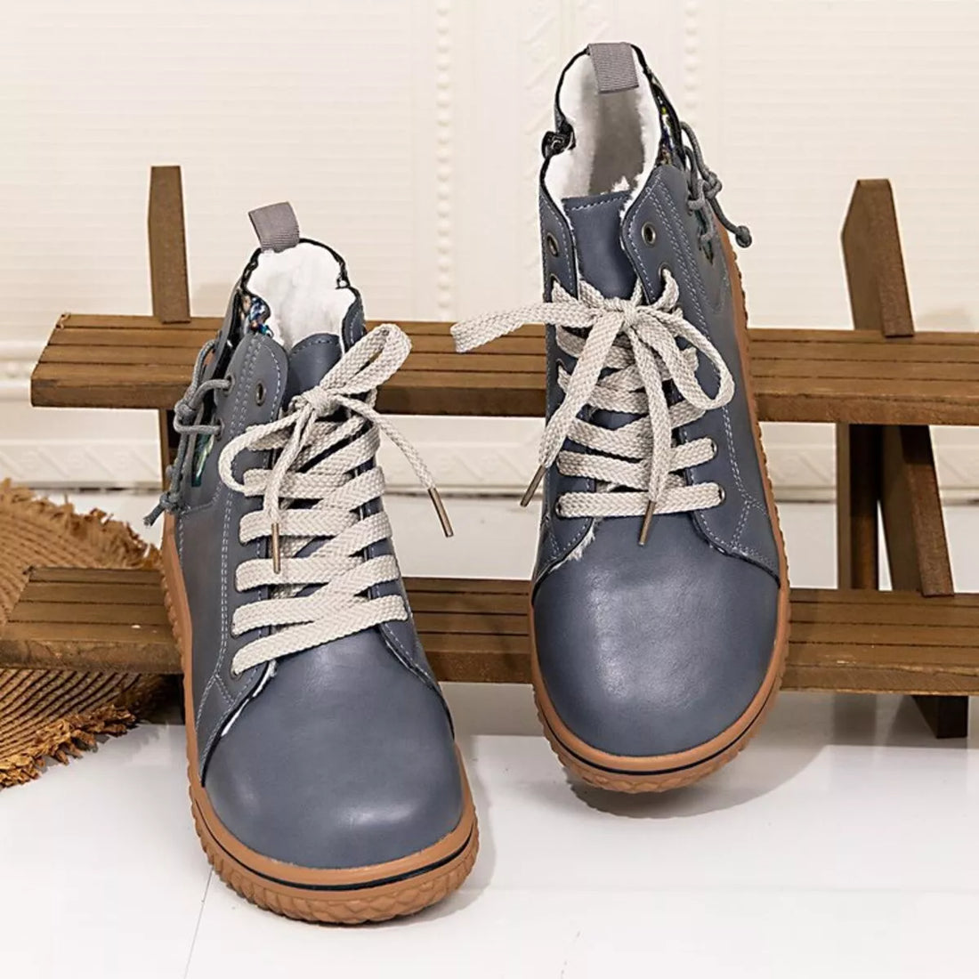 Round Toe Platform Ankle Boots 