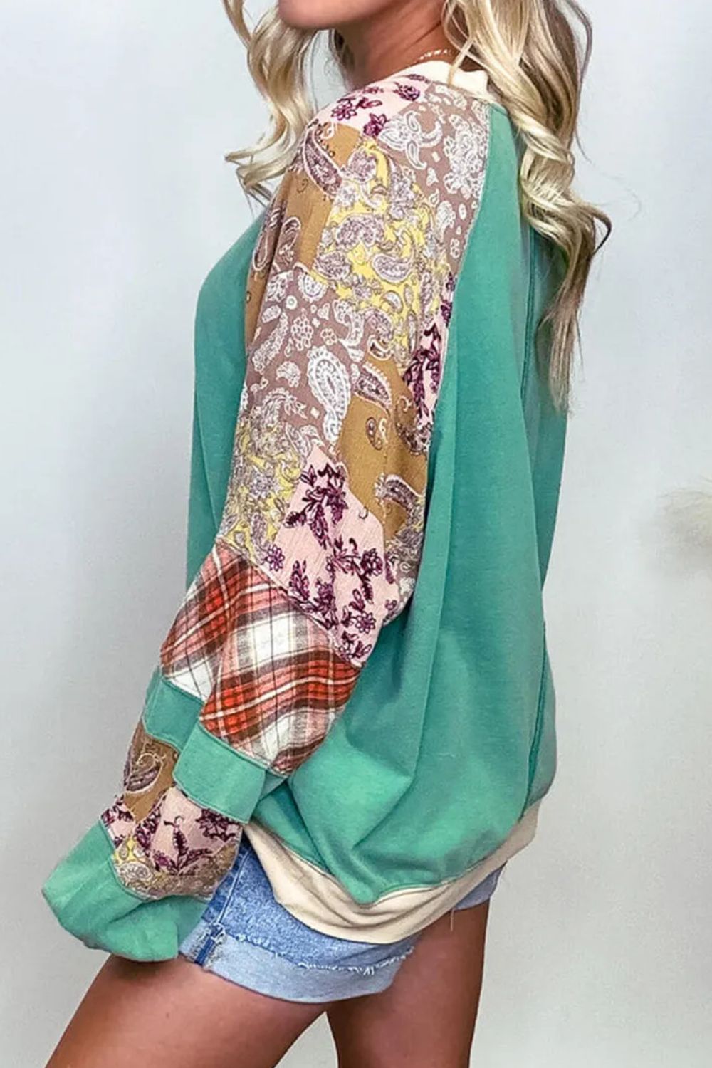 Plus Size Printed Raglan Sleeve Sweatshirt 