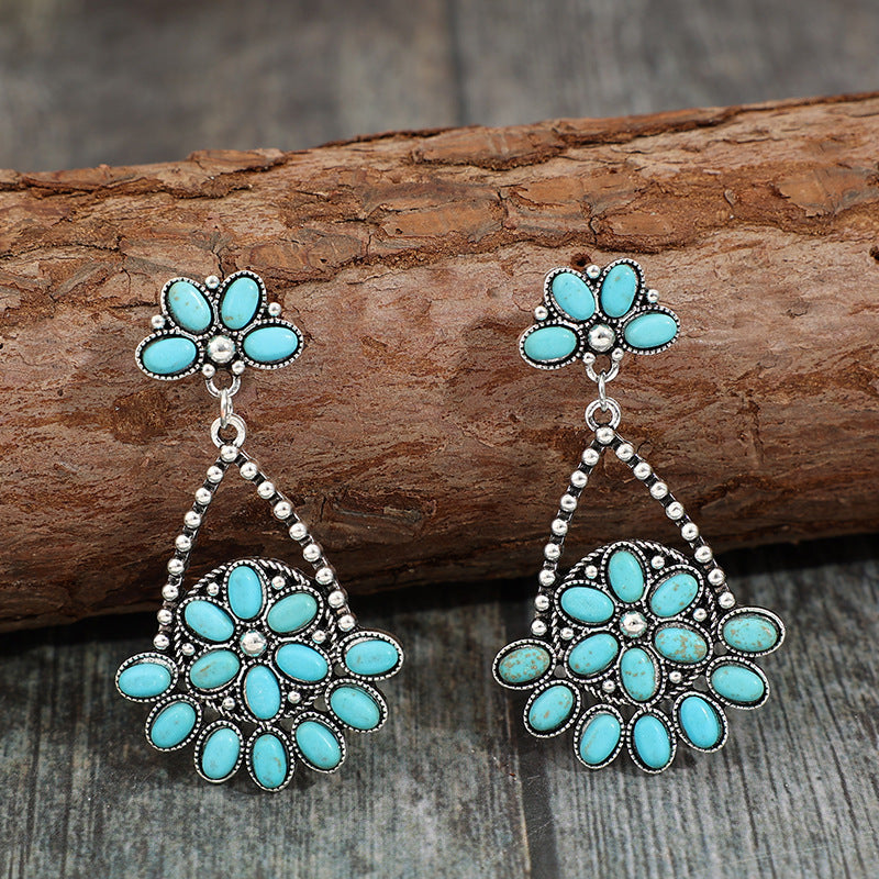 Artificial Turquoise Teardrop Earrings 